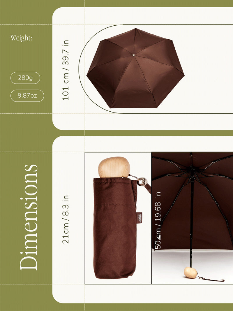 Mini compact umbrella, espresso brown