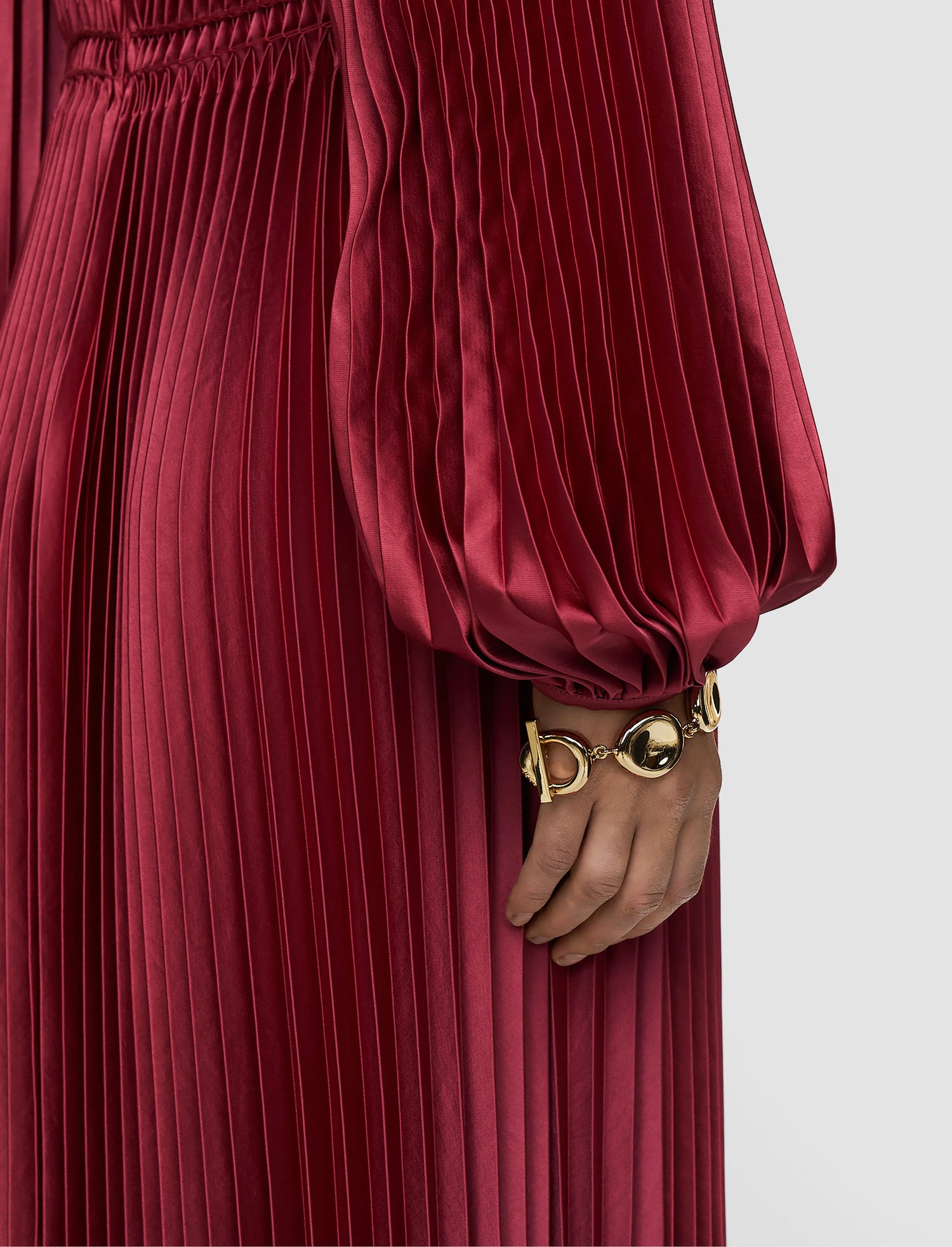 Ortiz Pleated Woven Dress, Mulberry