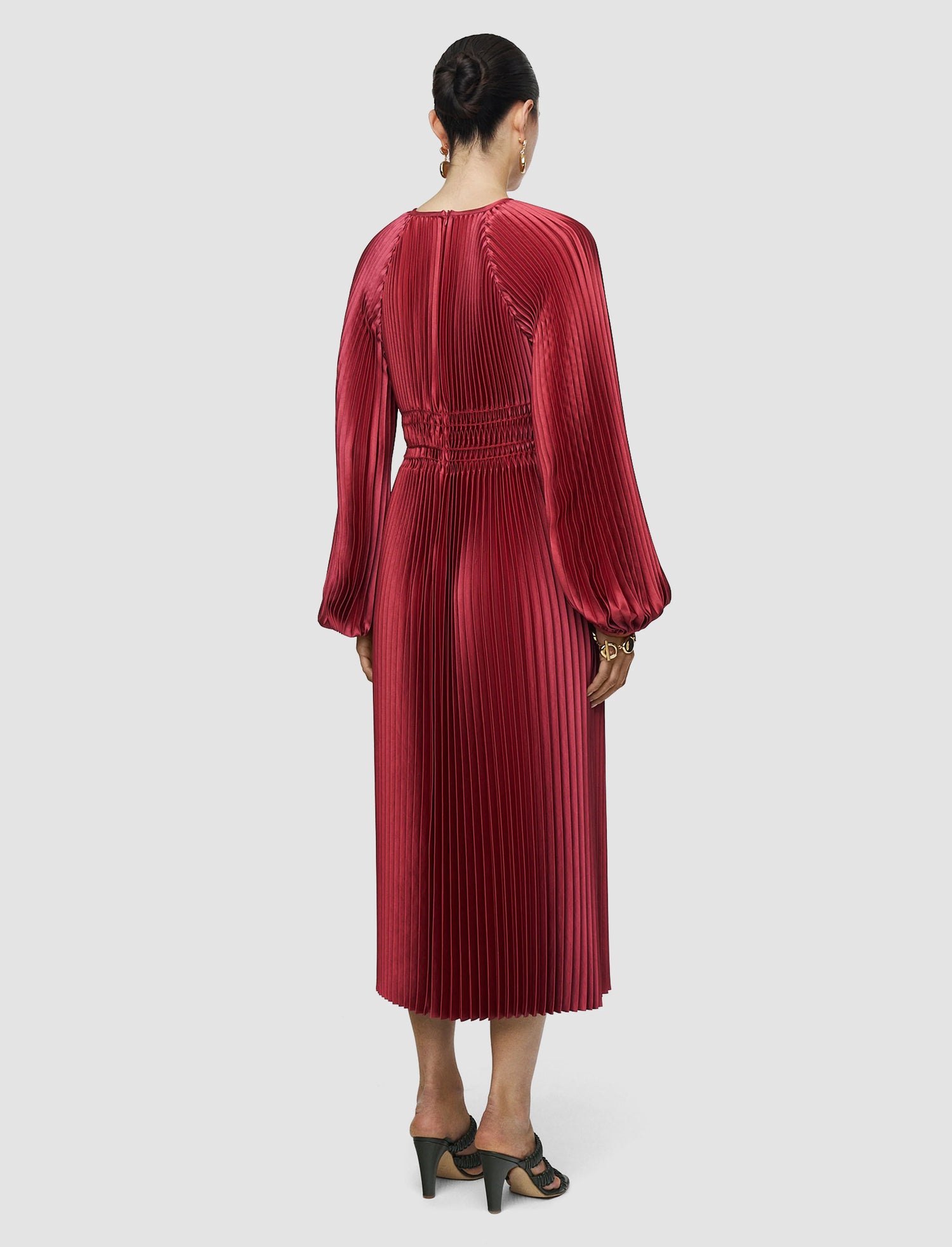 Ortiz Pleated Woven Dress, Mulberry
