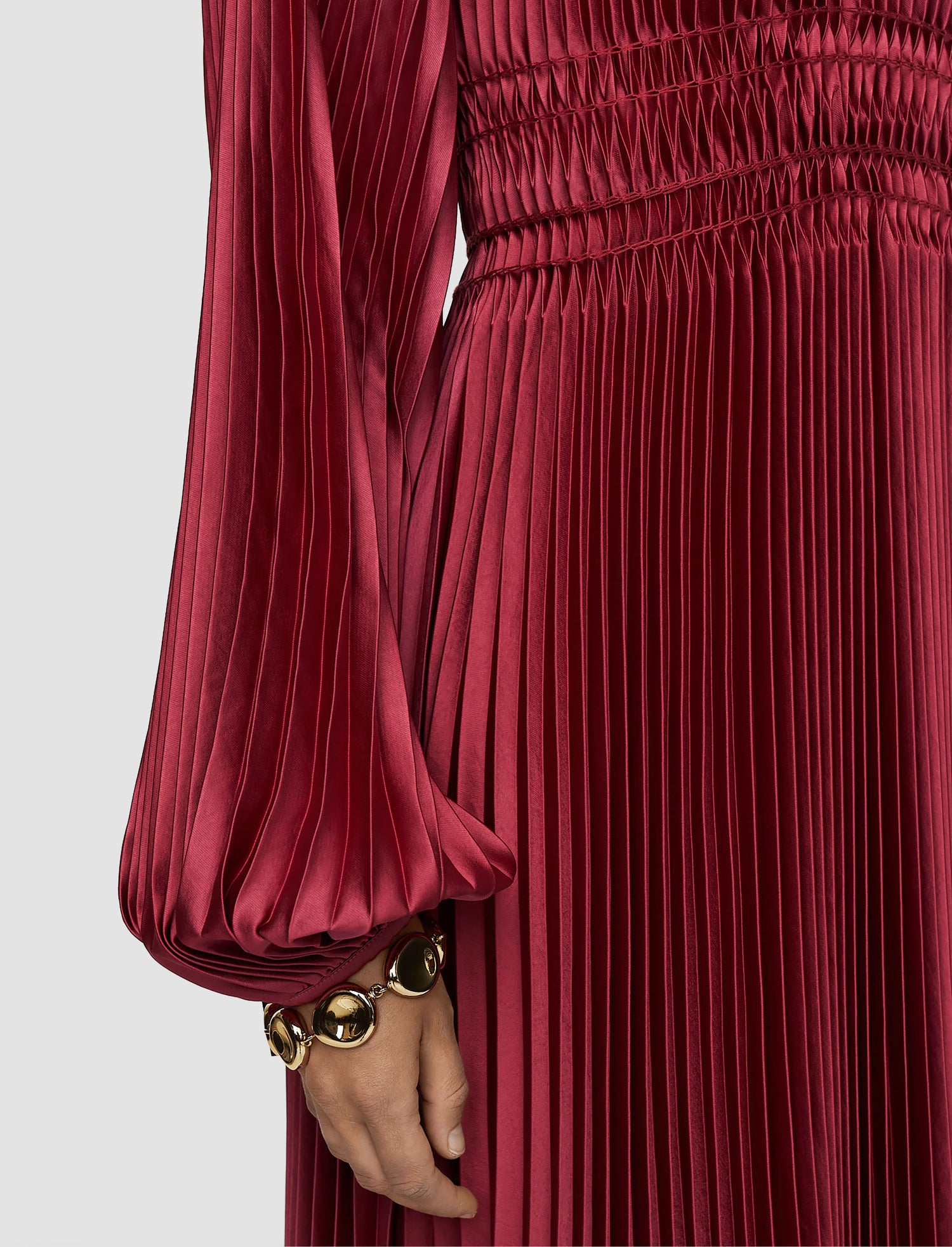 Ortiz Pleated Woven Dress, Mulberry