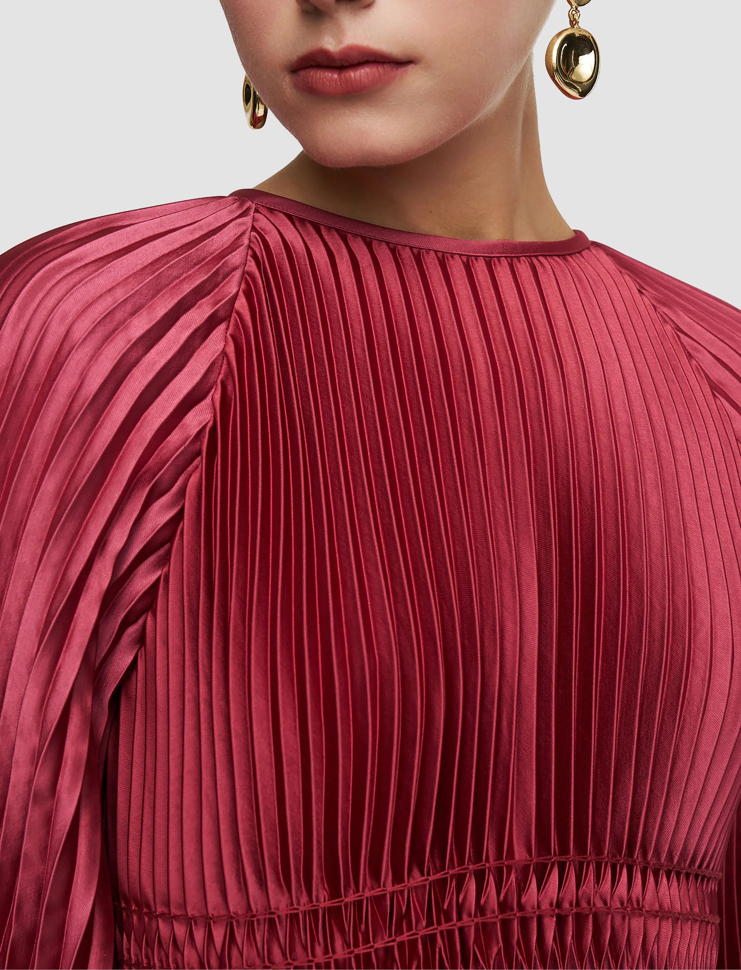 Ortiz Pleated Woven Dress, Mulberry