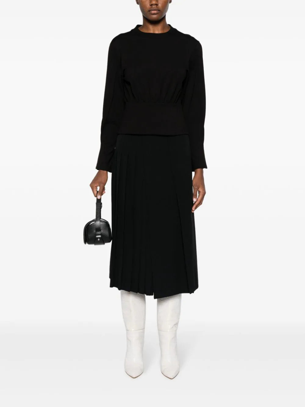 STRUCTURED PONTE BLOUSON TOP, black
