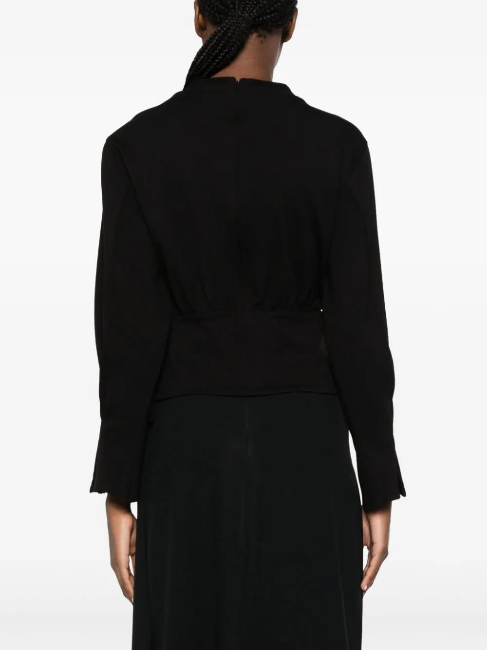 STRUCTURED PONTE BLOUSON TOP, black