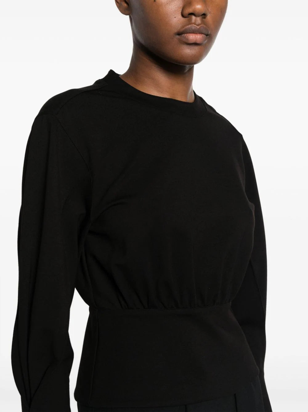STRUCTURED PONTE BLOUSON TOP, black