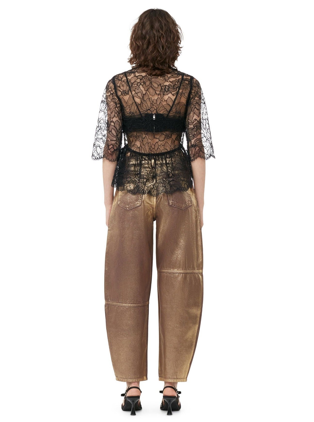 Light Lace V-neck Blouse, black