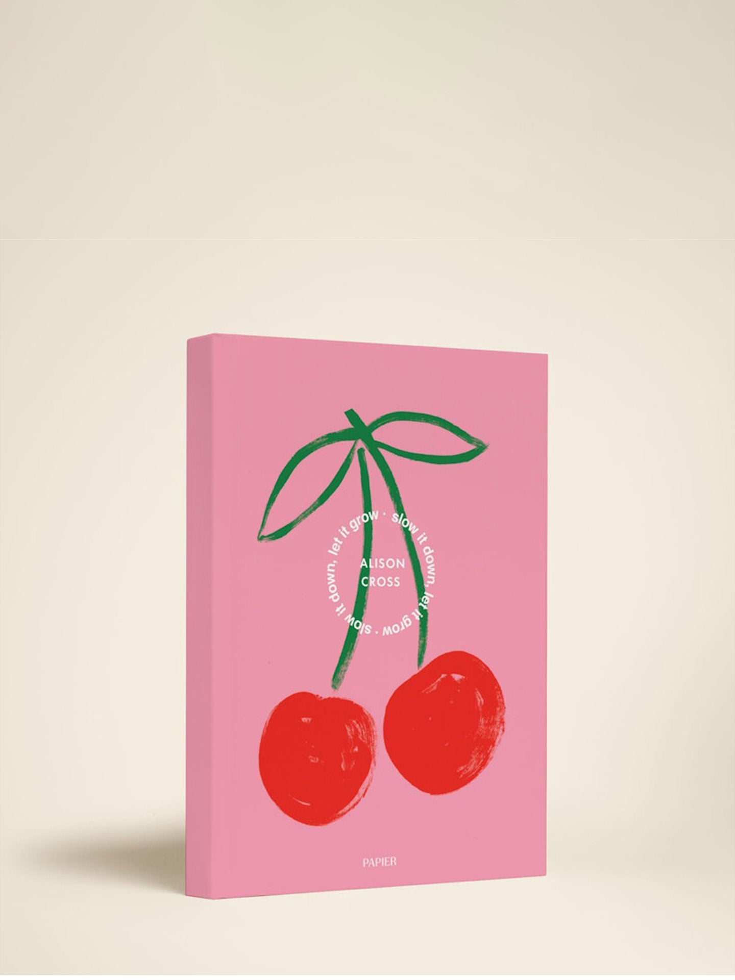 Fresh cherries lined notebook, pink