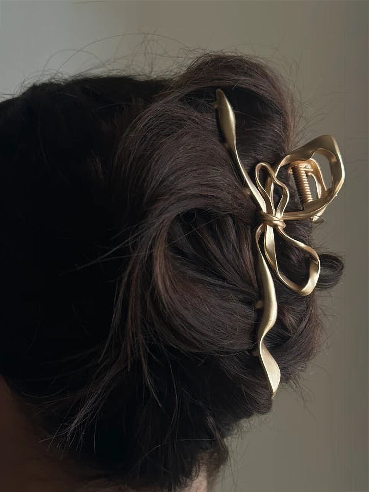 Metallic Bow Hair Claw, Silver or matte gold