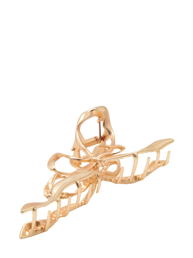 Metallic Bow Hair Claw, Silver or matte gold