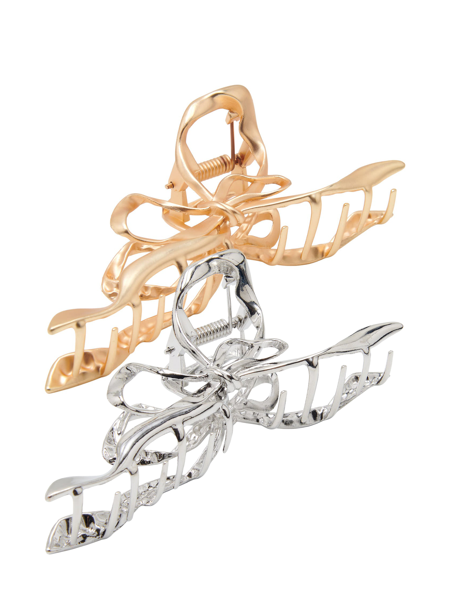 Metallic Bow Hair Claw, Silver or matte gold