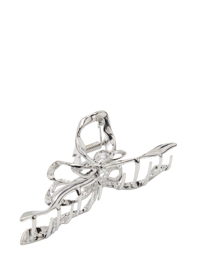 Metallic Bow Hair Claw, Silver or matte gold