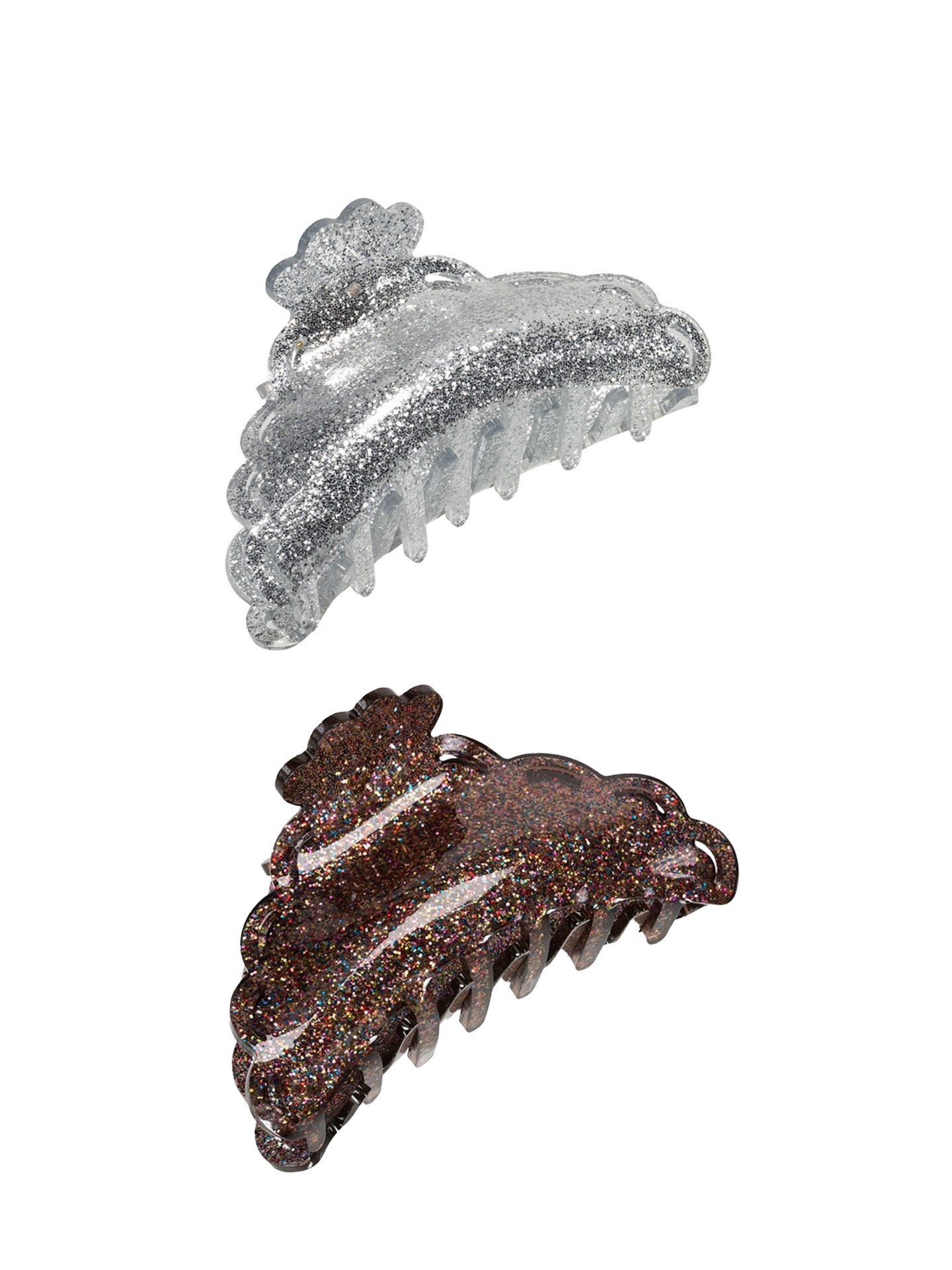 Elly Full Glitter Hair Claw, Black or Silver