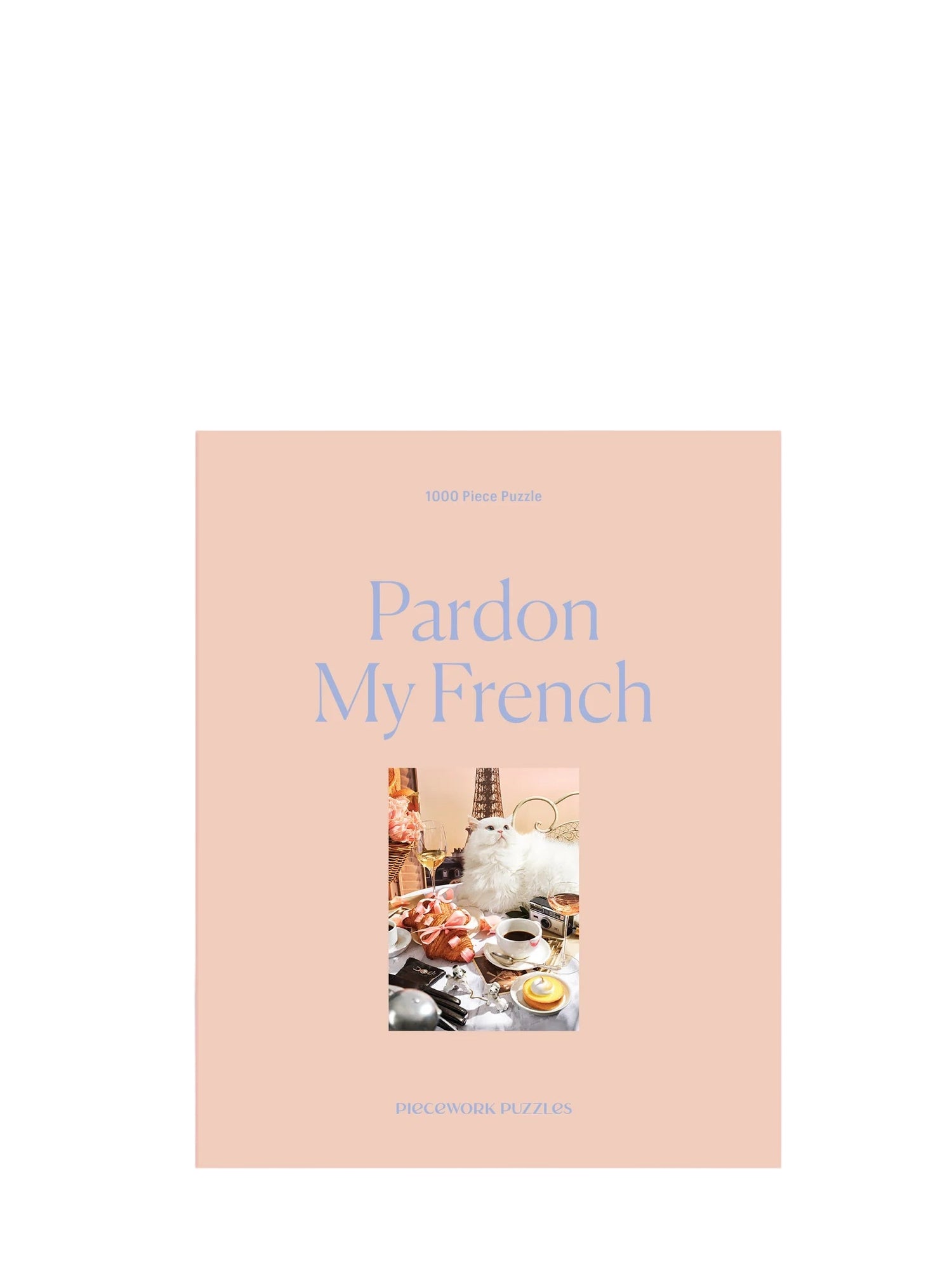 Puzzle box titled 'Pardon My French' with a cover image of a table setting on a light purple background