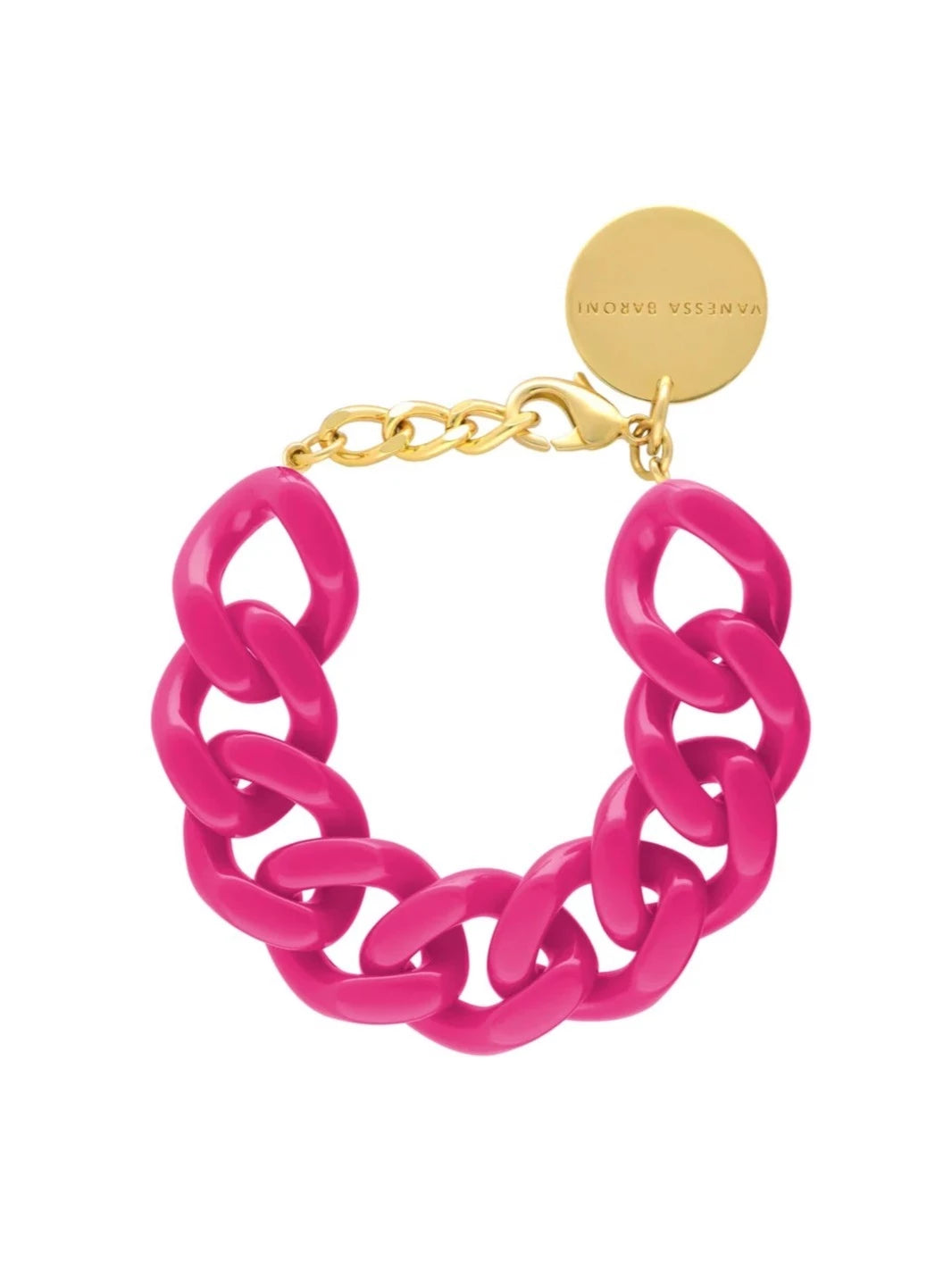 Flat chain bracelet, fuchsia
