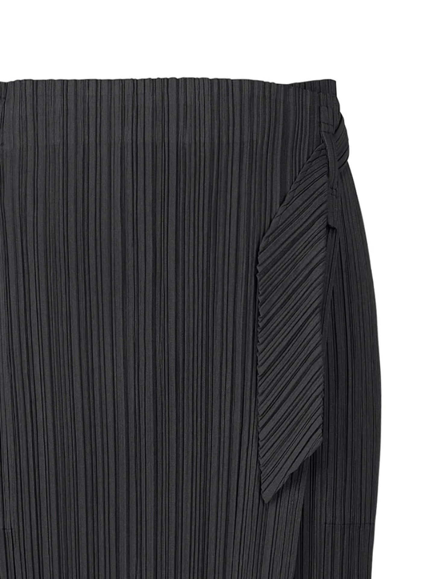Pleated wrap trousers, black