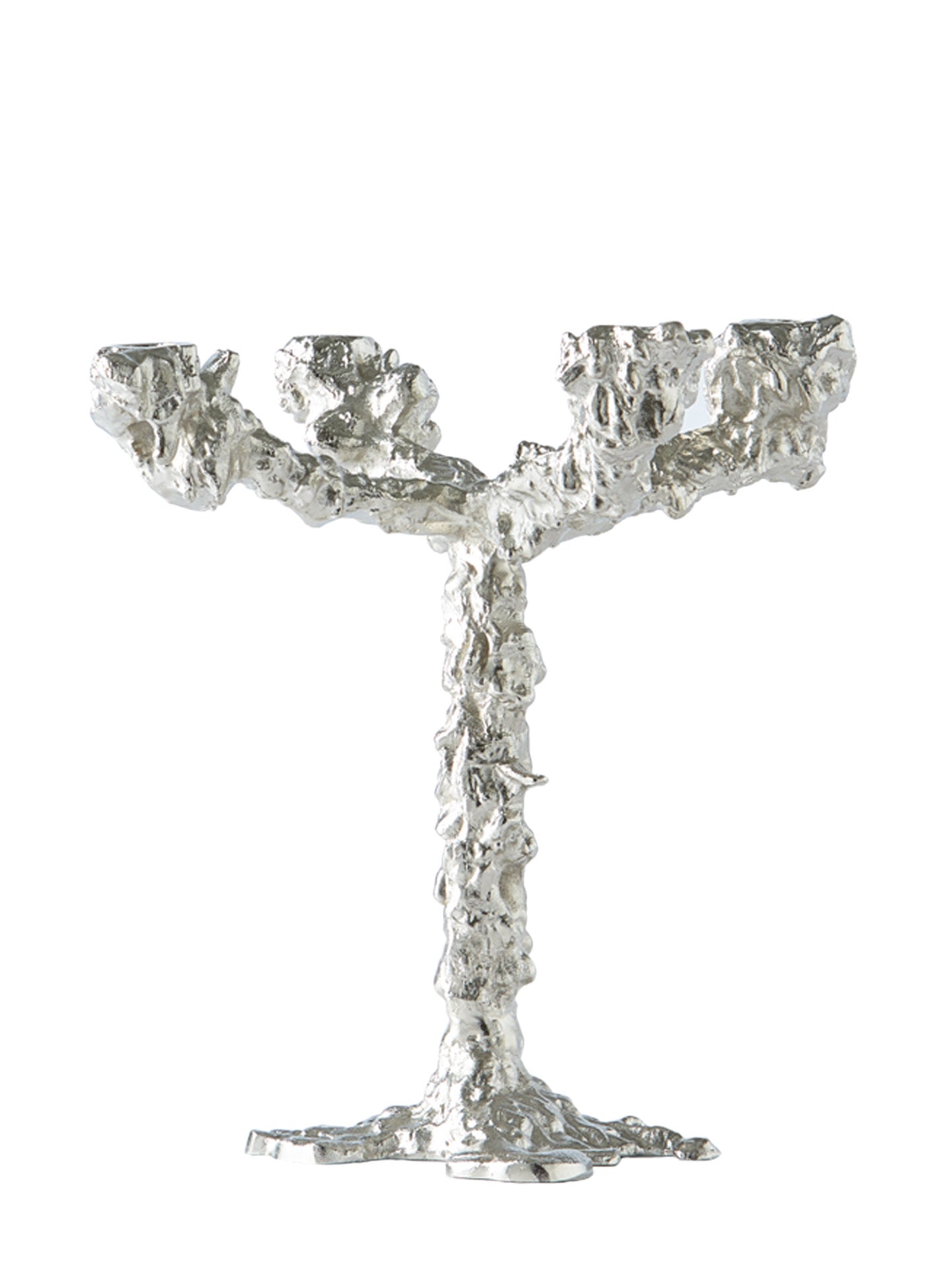 Drip candle holder 4 arms, silver