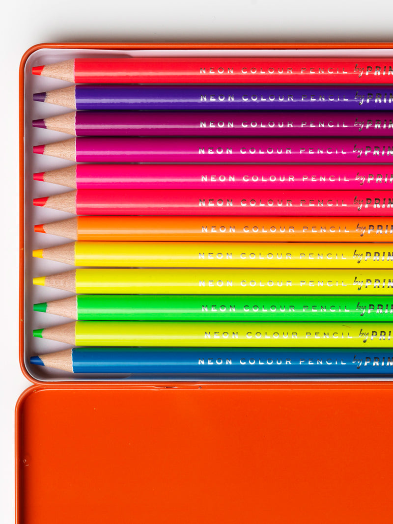 Set of 12 colour pencils, neon