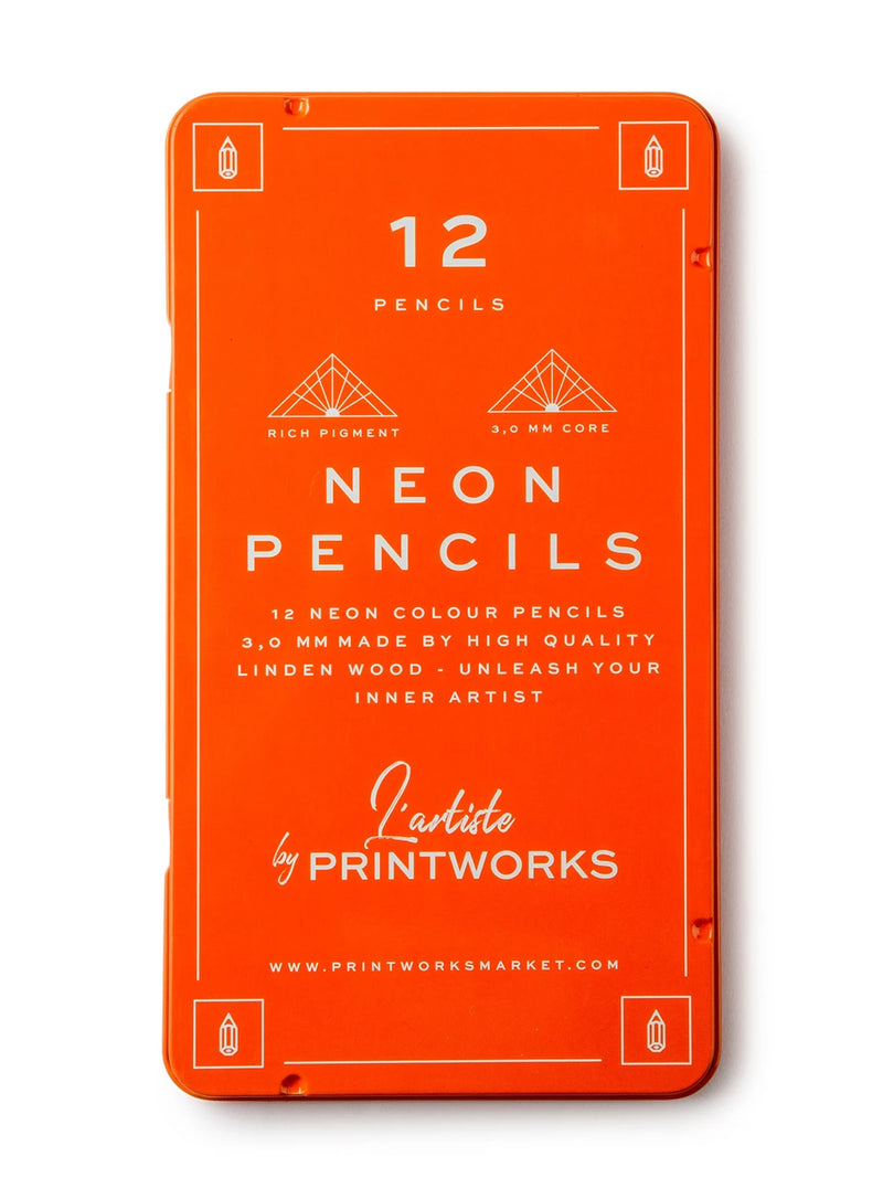 Set of 12 colour pencils, neon