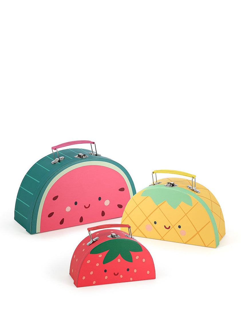 Set of 3 fruit suitcases, for kids