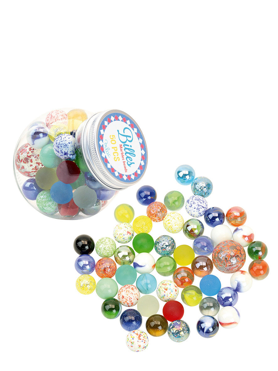 50 assorted marbles in several colours