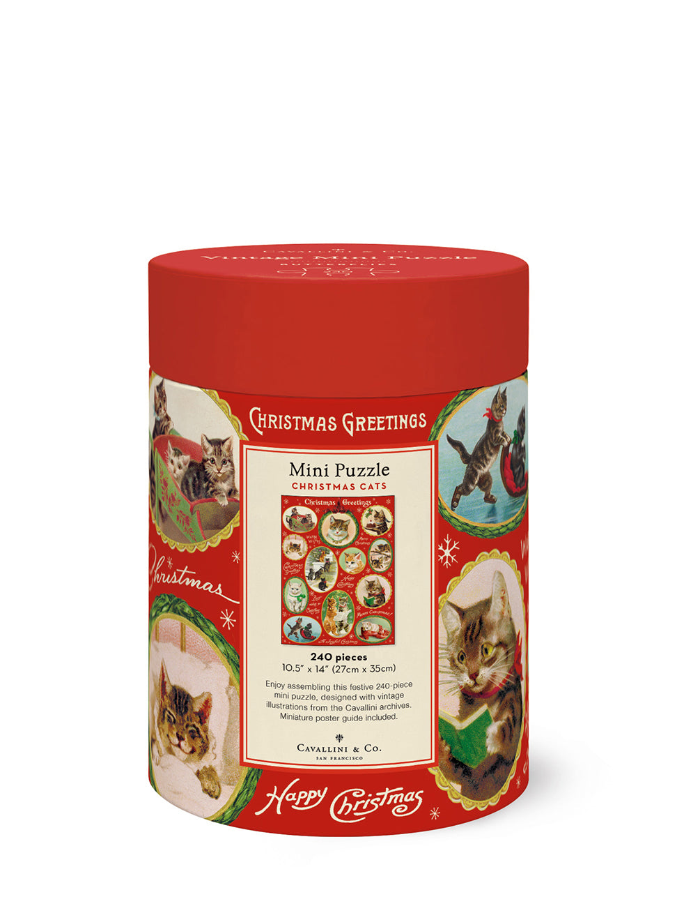 Vintage mini puzzle, Christmas cats (240 pcs)