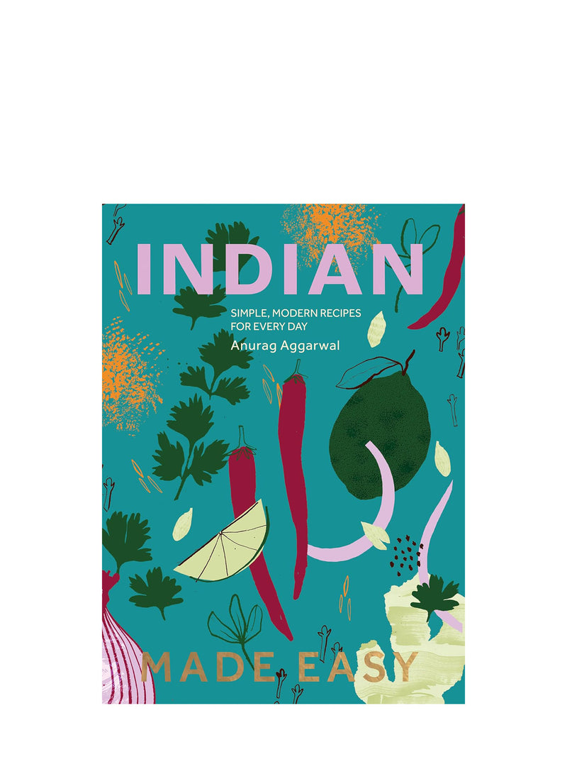 Book cover of 'Indian Made Easy' with colorful illustrations on a blue background