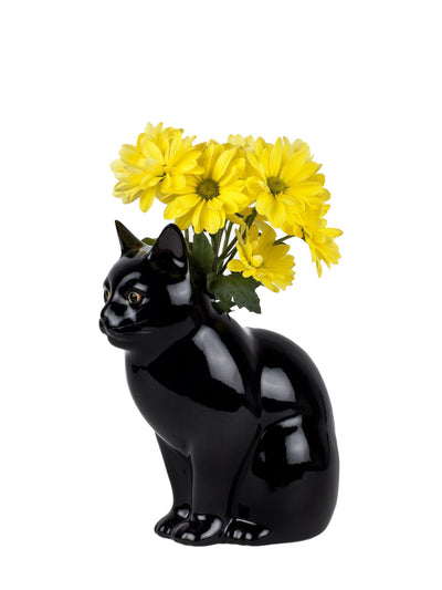 Lucky black cat flower vase, Large
