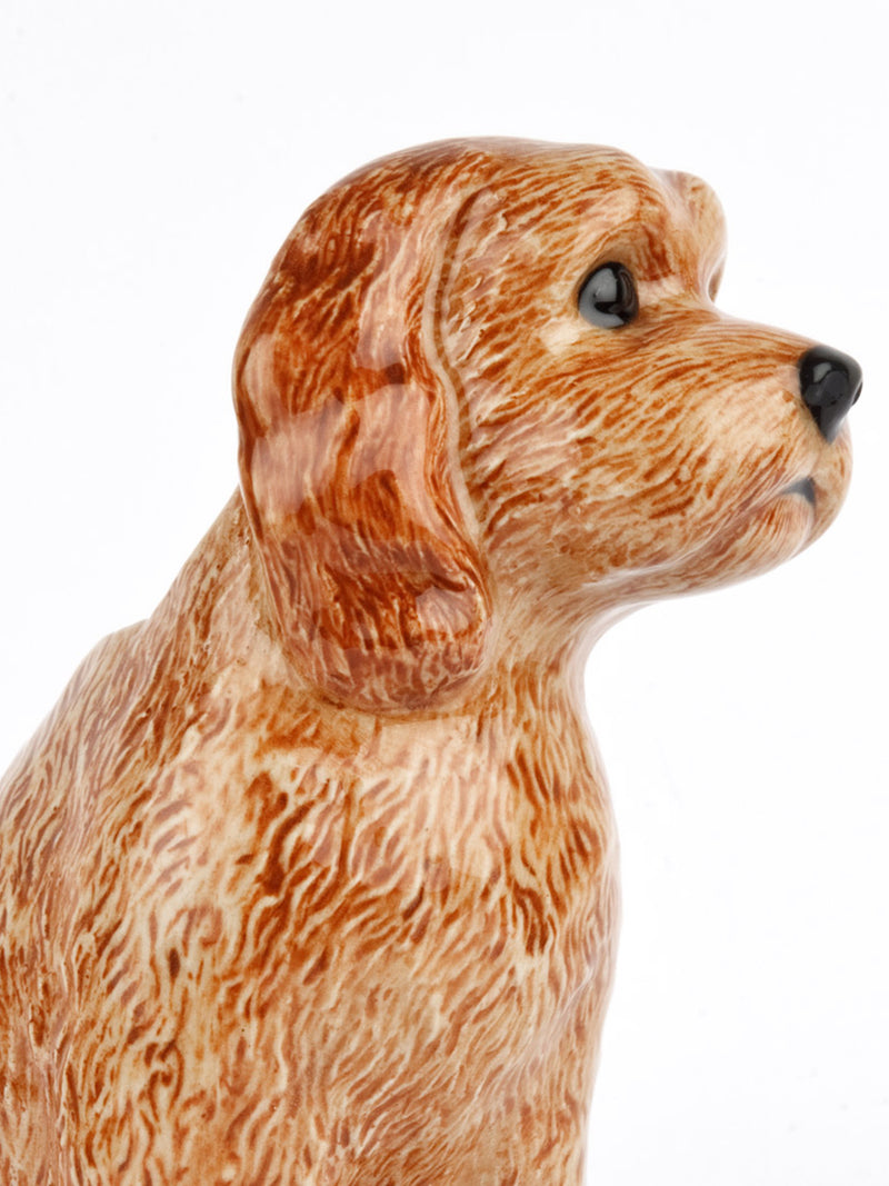 Cockapoo dog small flower vase, apricot beige