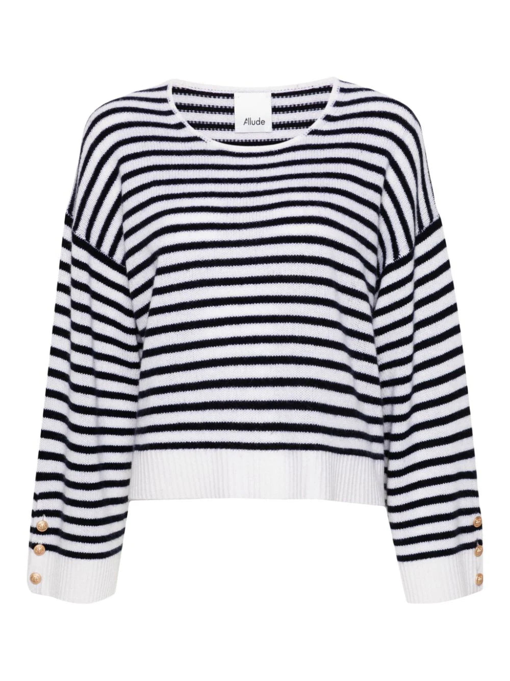 Boatneck Stripe Sweater, Black/ Wht