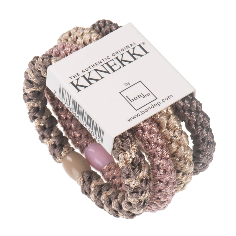 Kknekki Bundle 10, set of 4 hair ties in gold, pink, brown