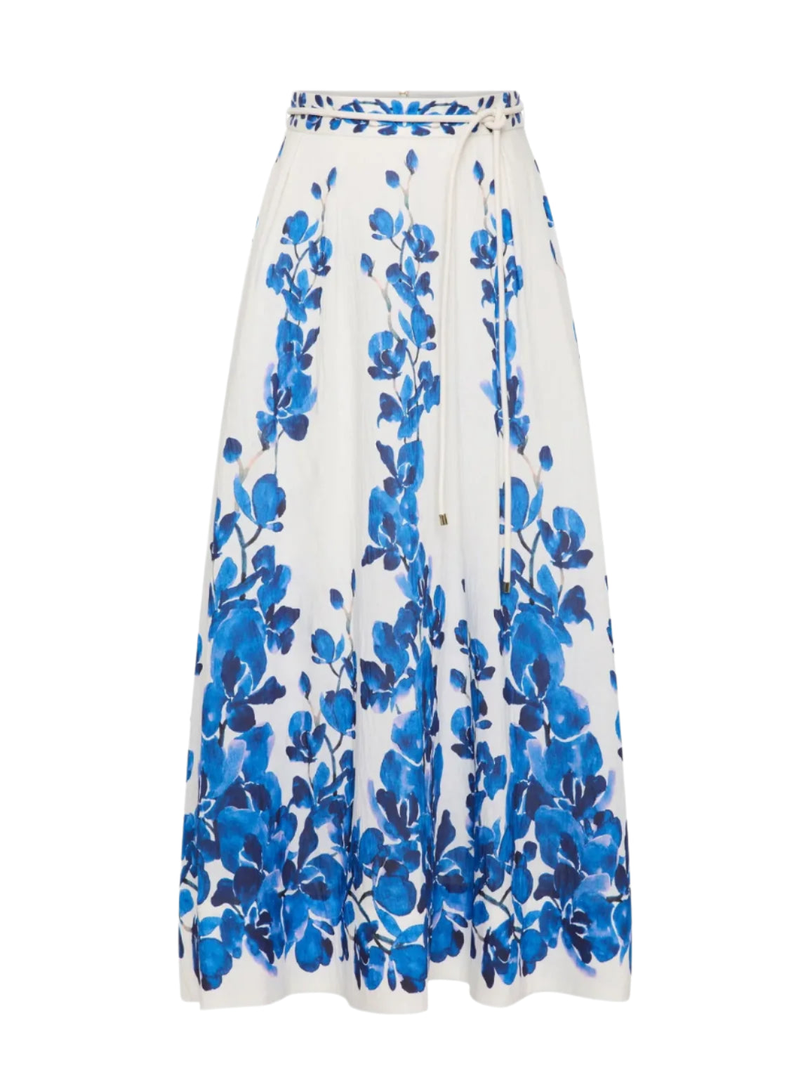 Orchid blues skirt, blue orchid vines print