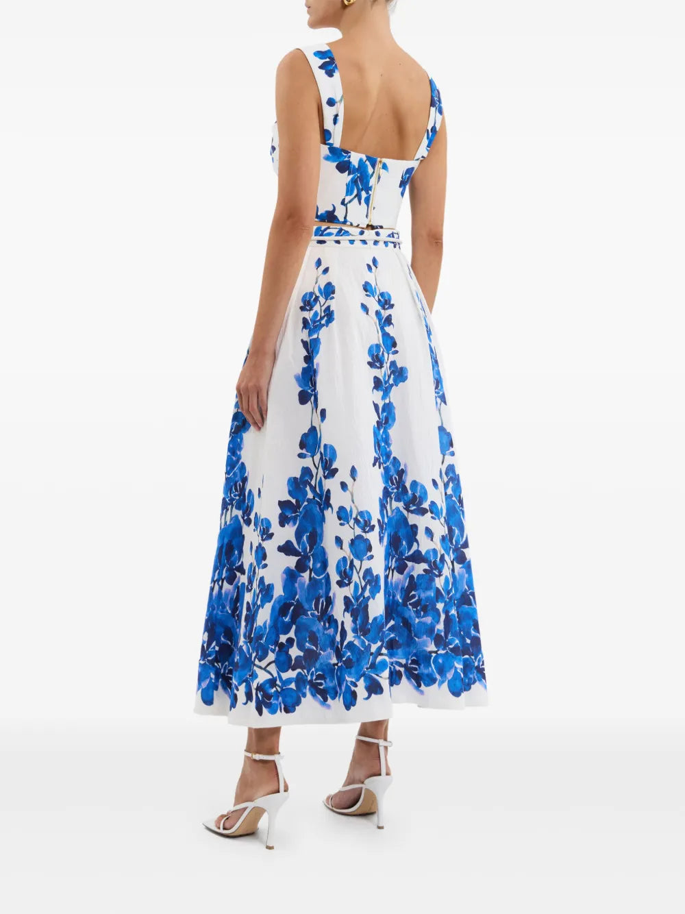 Orchid blues skirt, blue orchid vines print