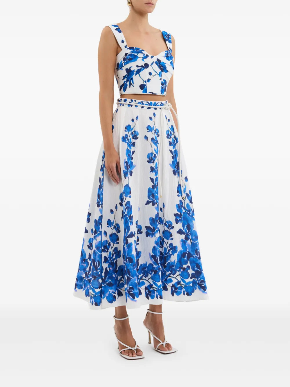Orchid blues skirt, blue orchid vines print