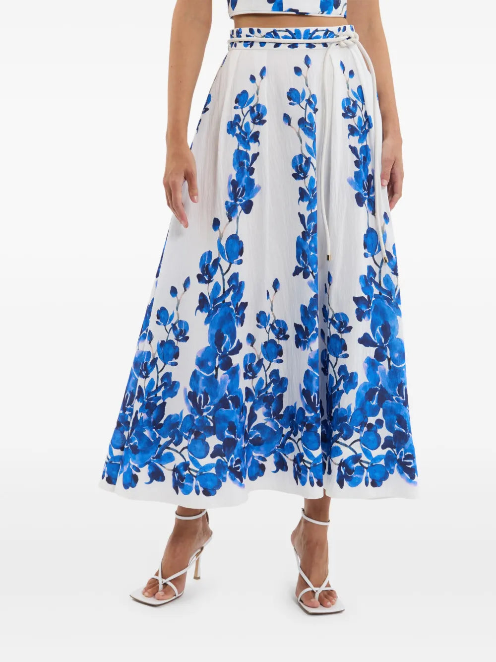 Orchid blues skirt, blue orchid vines print