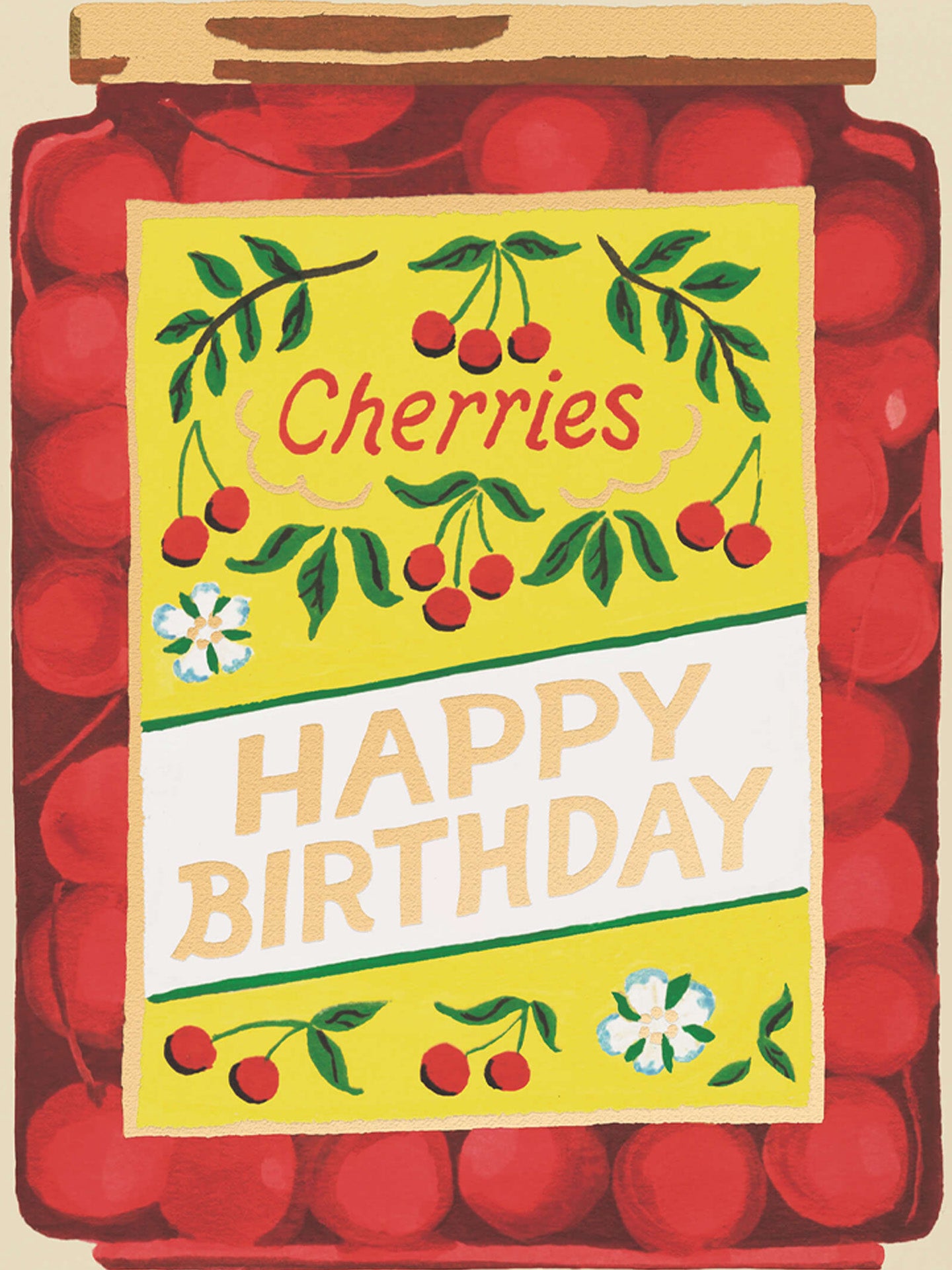 Jar of cherries birthday card