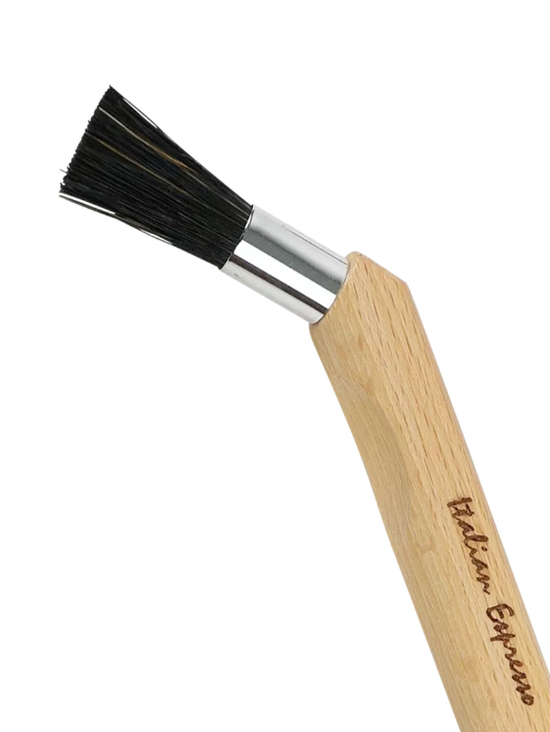 Espresso brush with curved handle