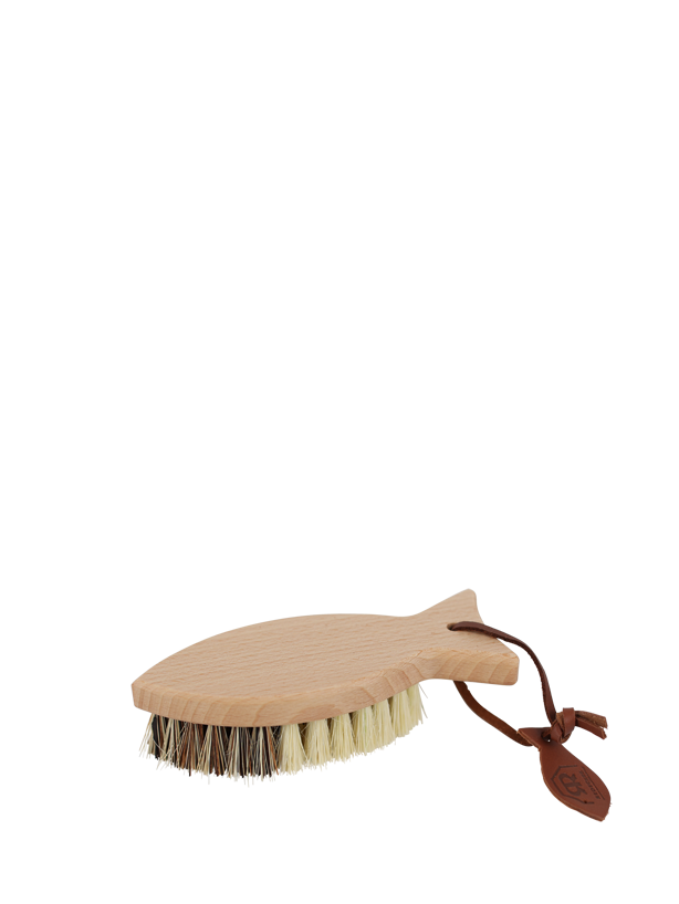 Fish-shaped Vegetable Brush with Leather Strap