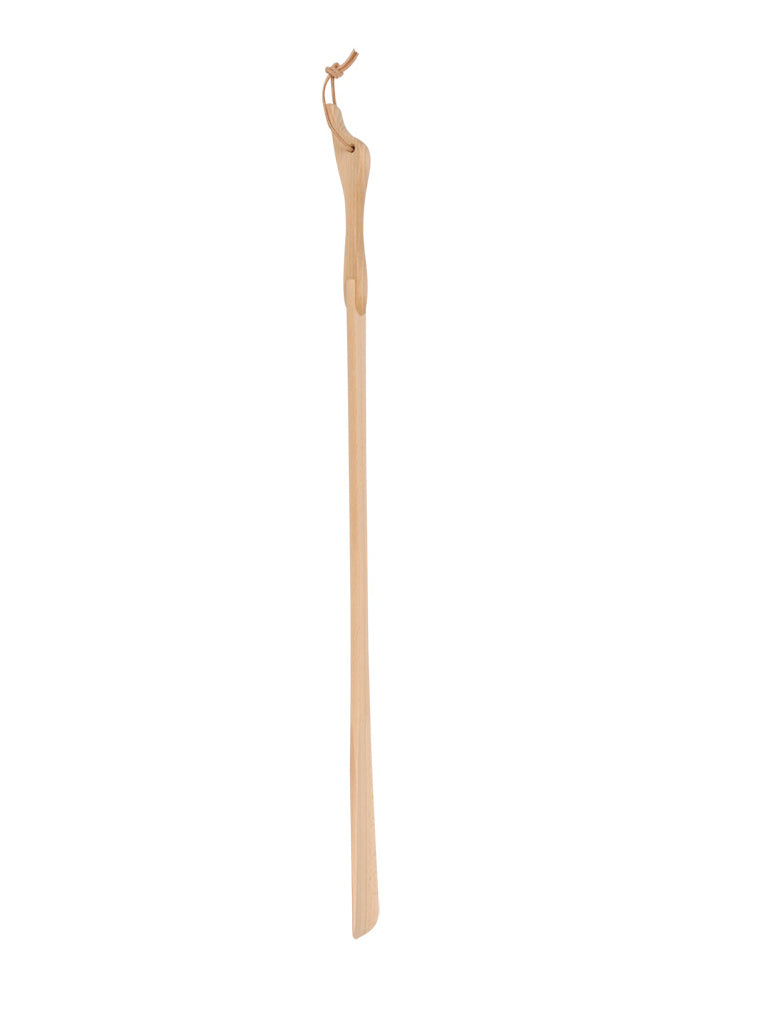 Shoe horn with leather strap, duck style