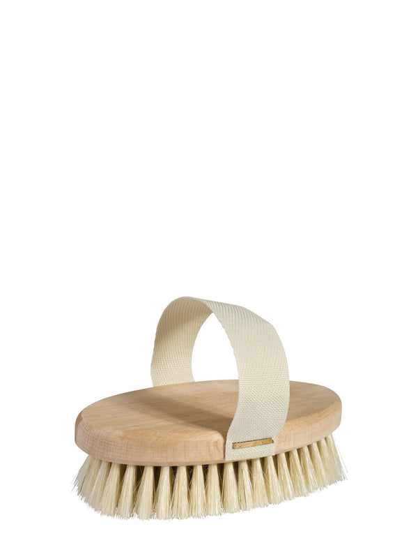 Massage brush with cotton belt, beechwood (soft, light bristle)