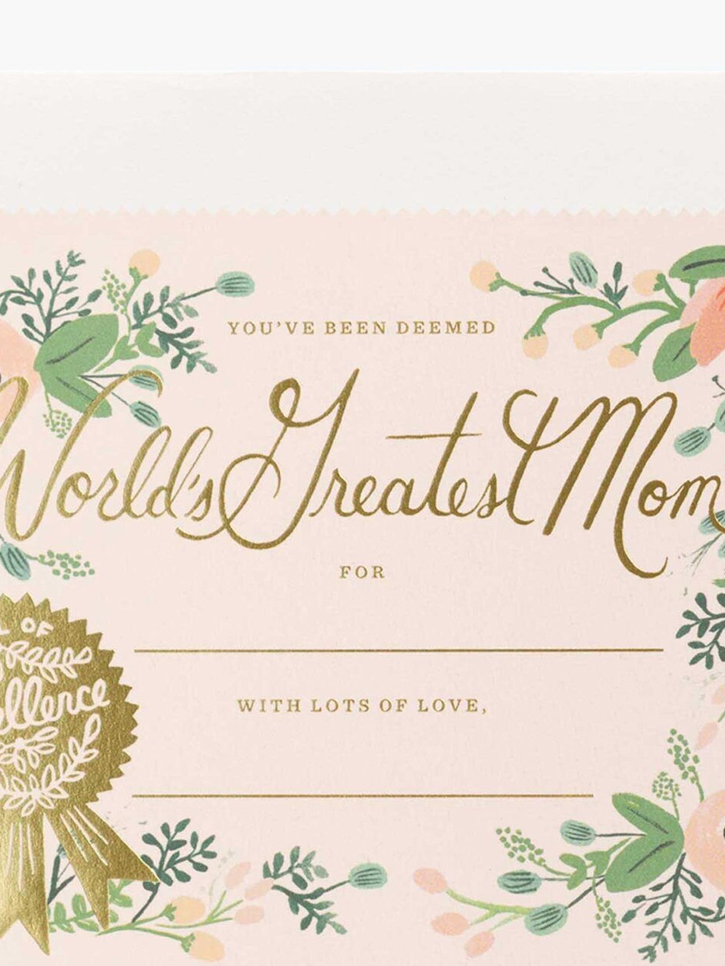 Greatest Mom Certificate Mother's Day Card