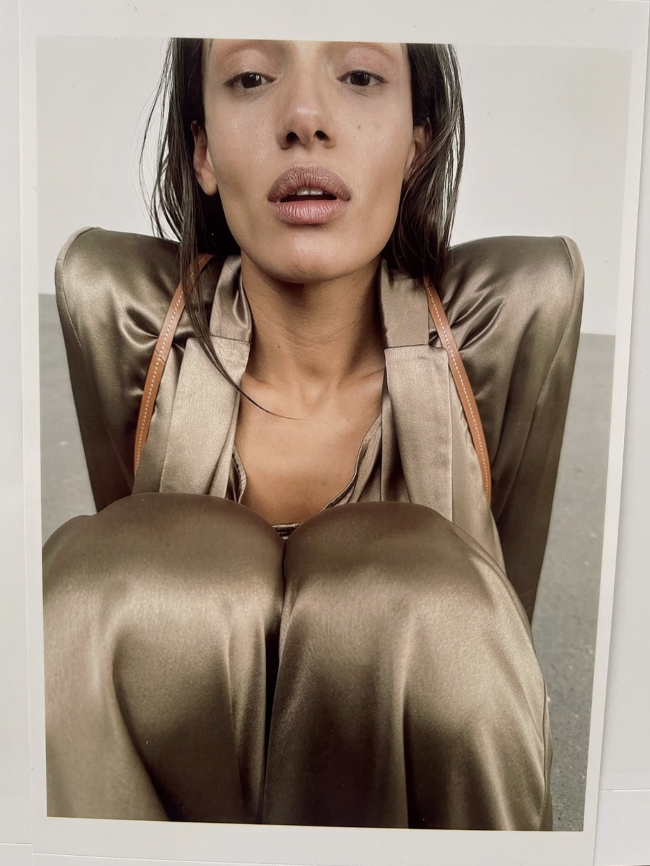 Rinnah satin blazer, shitake
