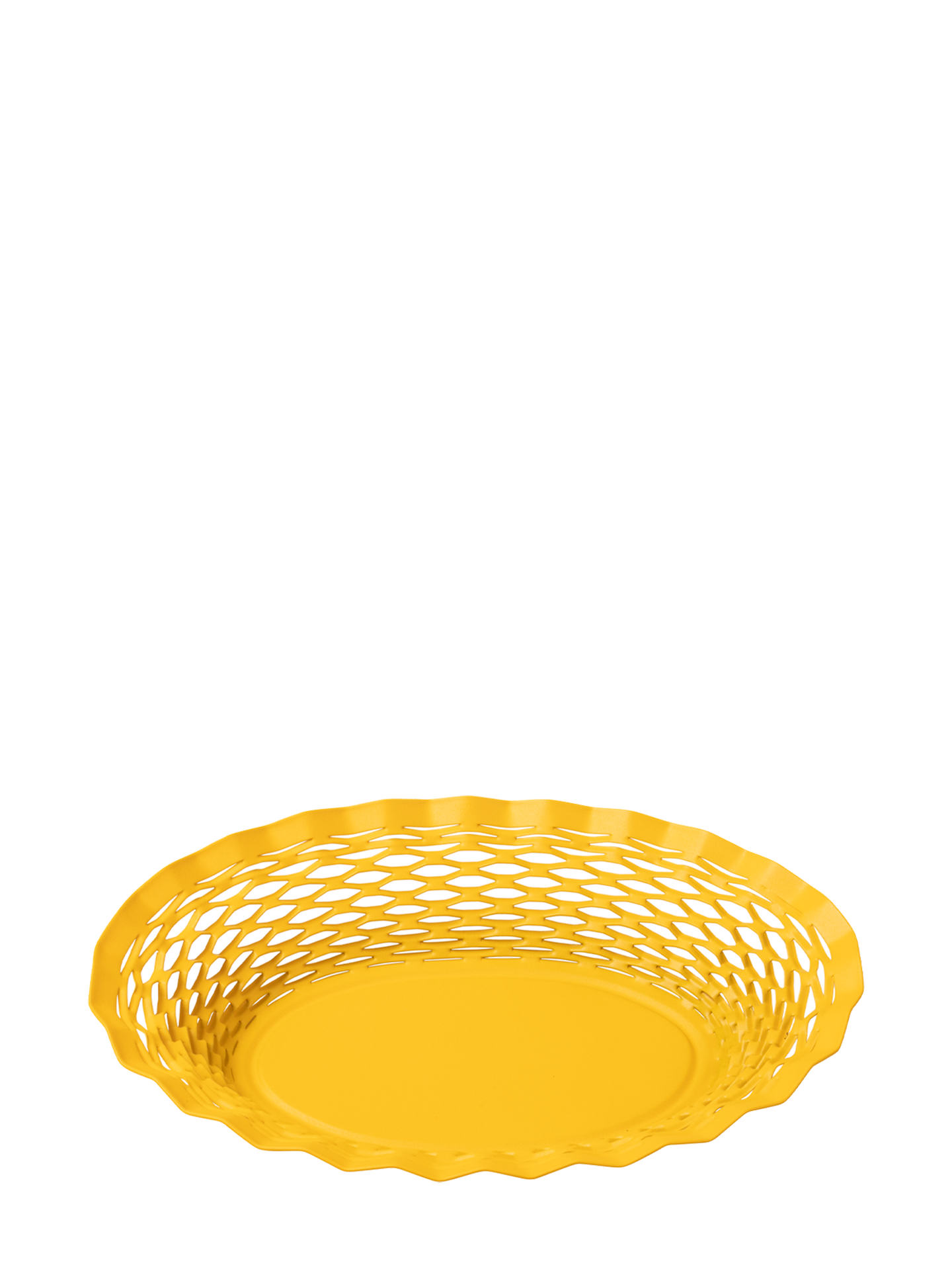 Small oval metal bread basket, raincoat yellow