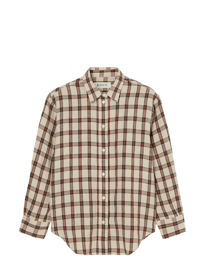 Oversized check shirt, red table check