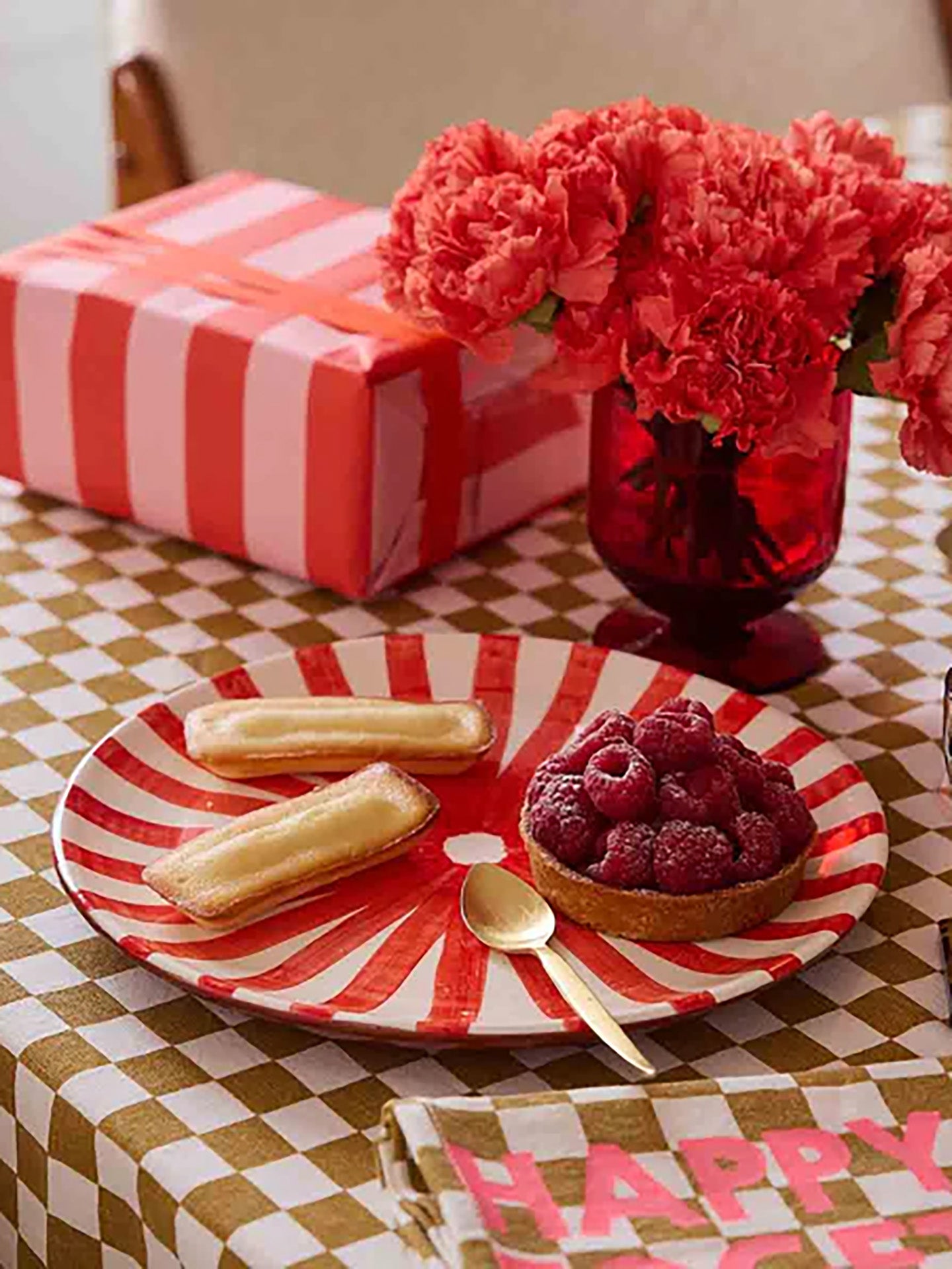 Tablecloth zoe checkerboard, caramel