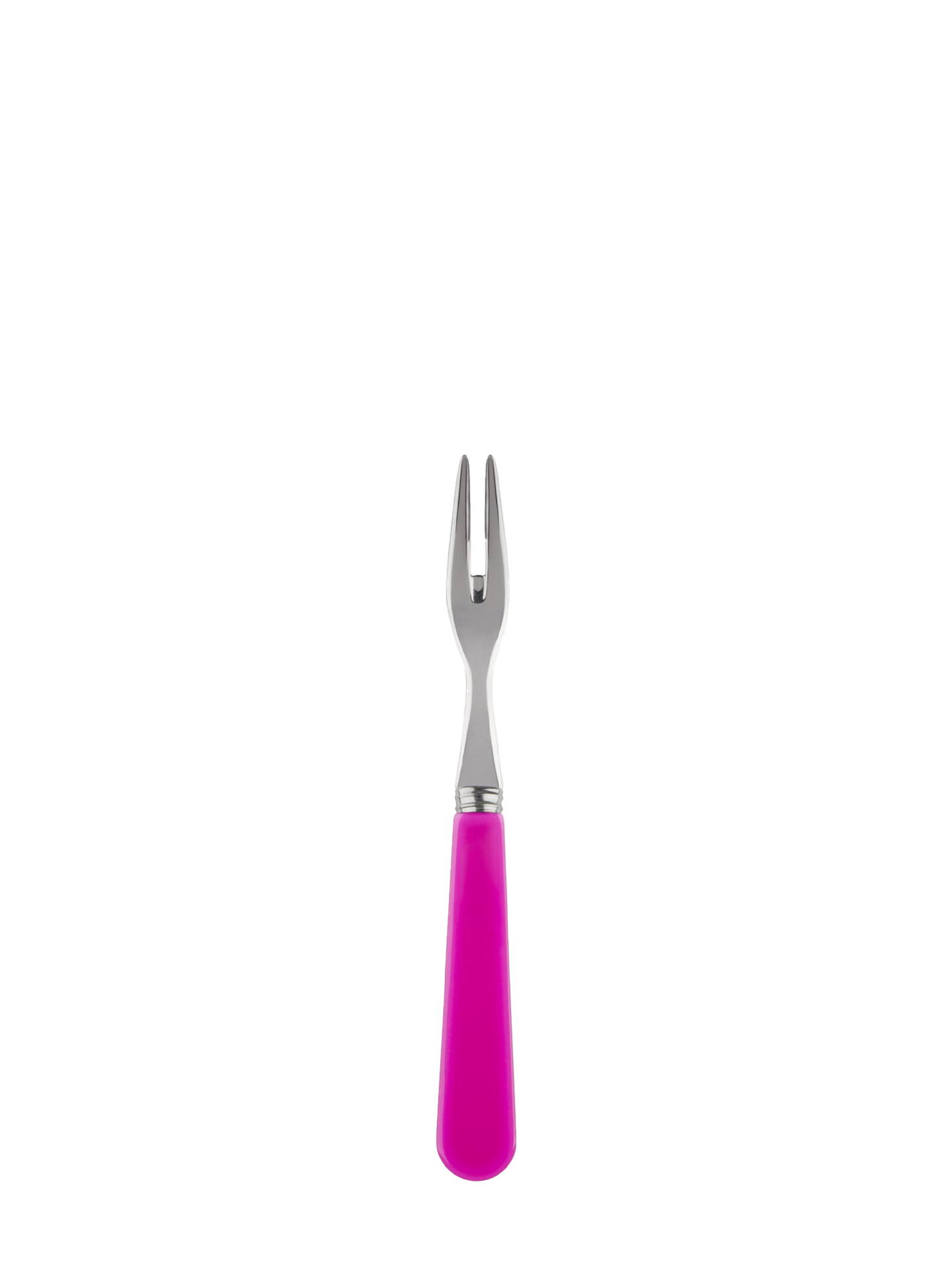 Duo cocktail fork in pink is so bright & saturated it's almost neon pink!