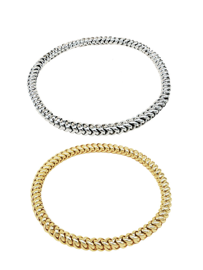 Bichou elastic chain necklace, gold or silver