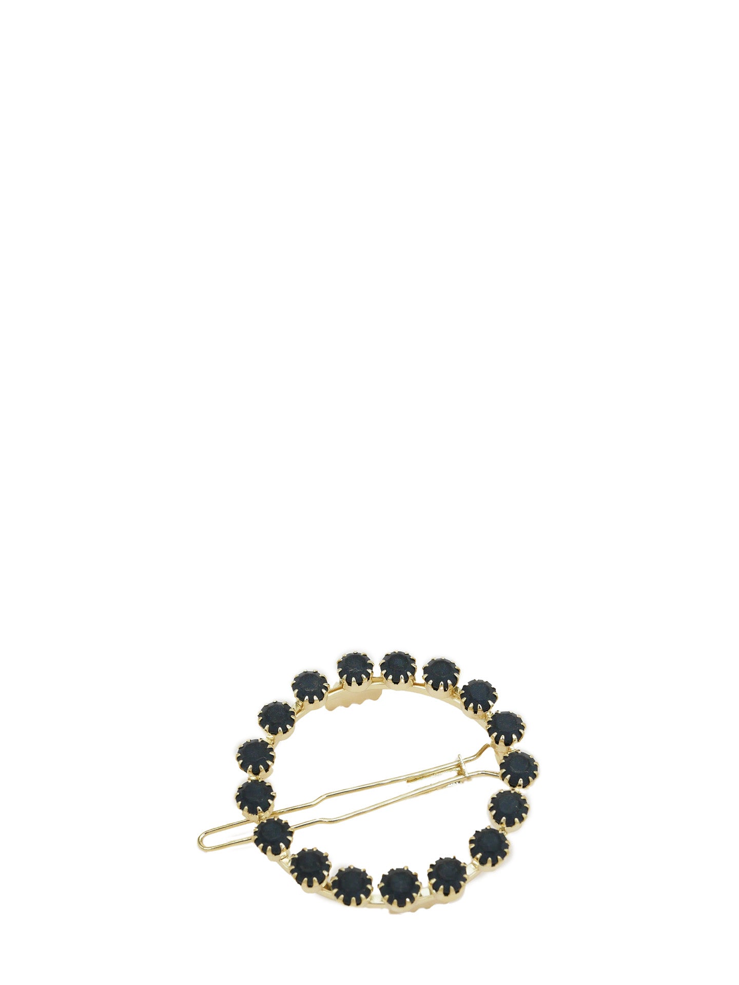Coloured cristal round hair clip, black