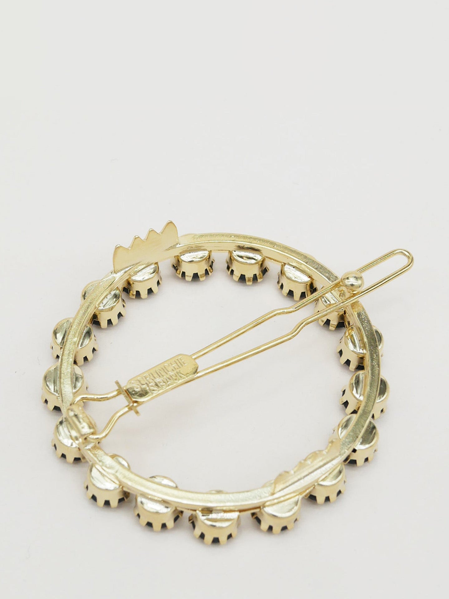 Coloured cristal round hair clip, black