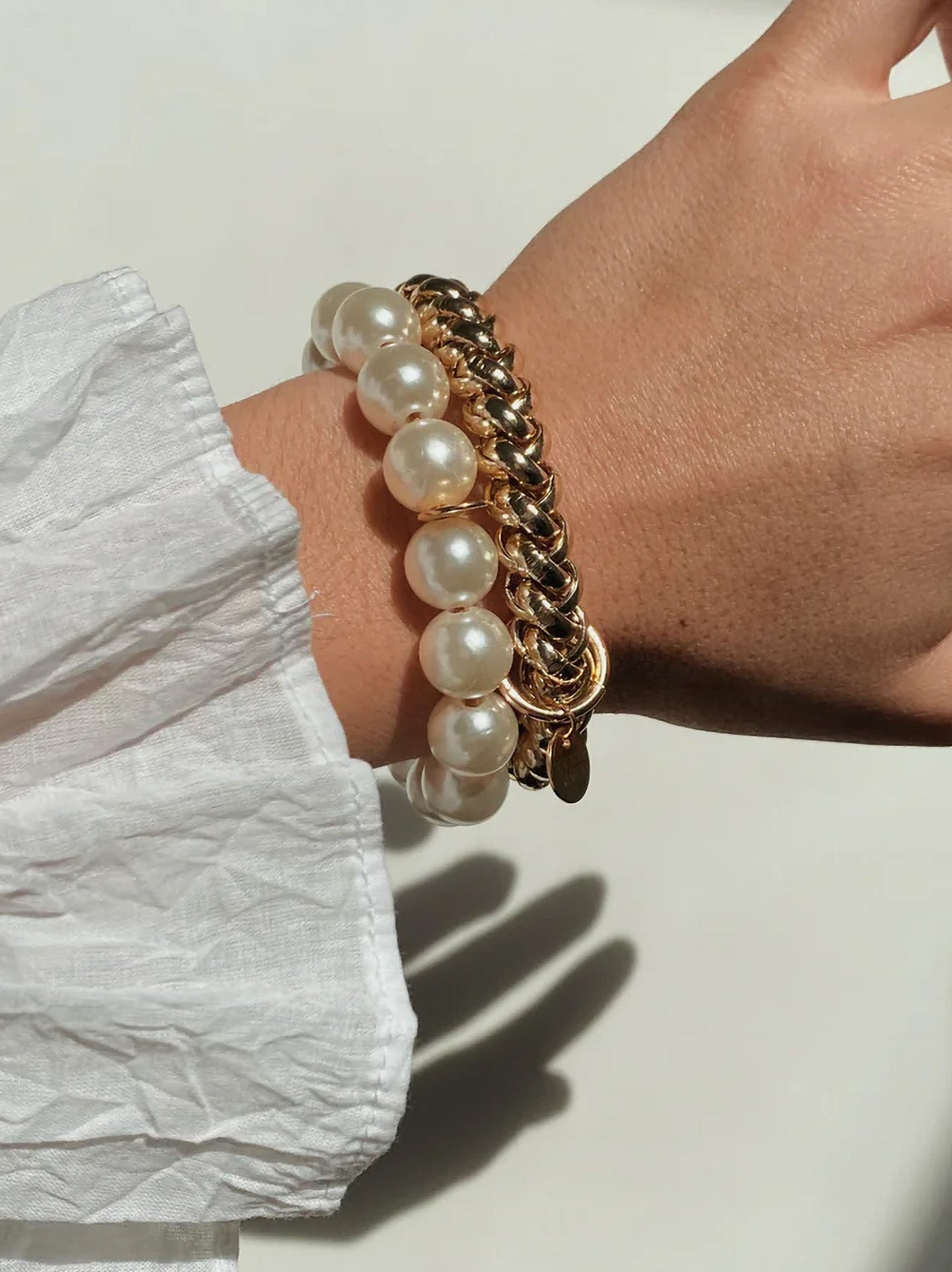 Bichou elastic chain hair tie bracelet, gold or silver