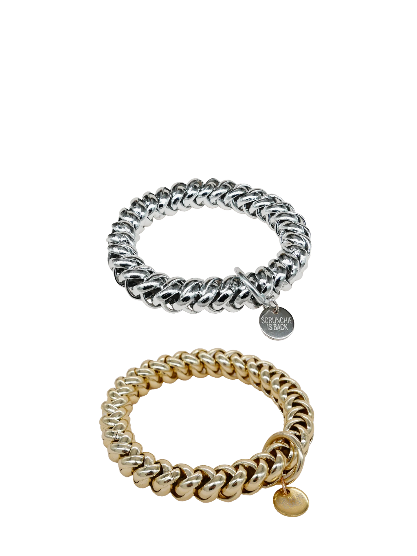 Bichou elastic chain hair tie bracelet, gold or silver