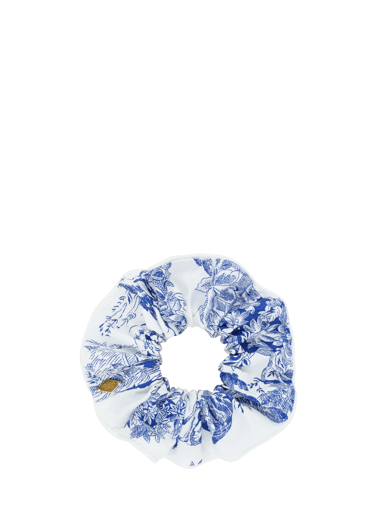 Toile de jouy scrunchie in blue